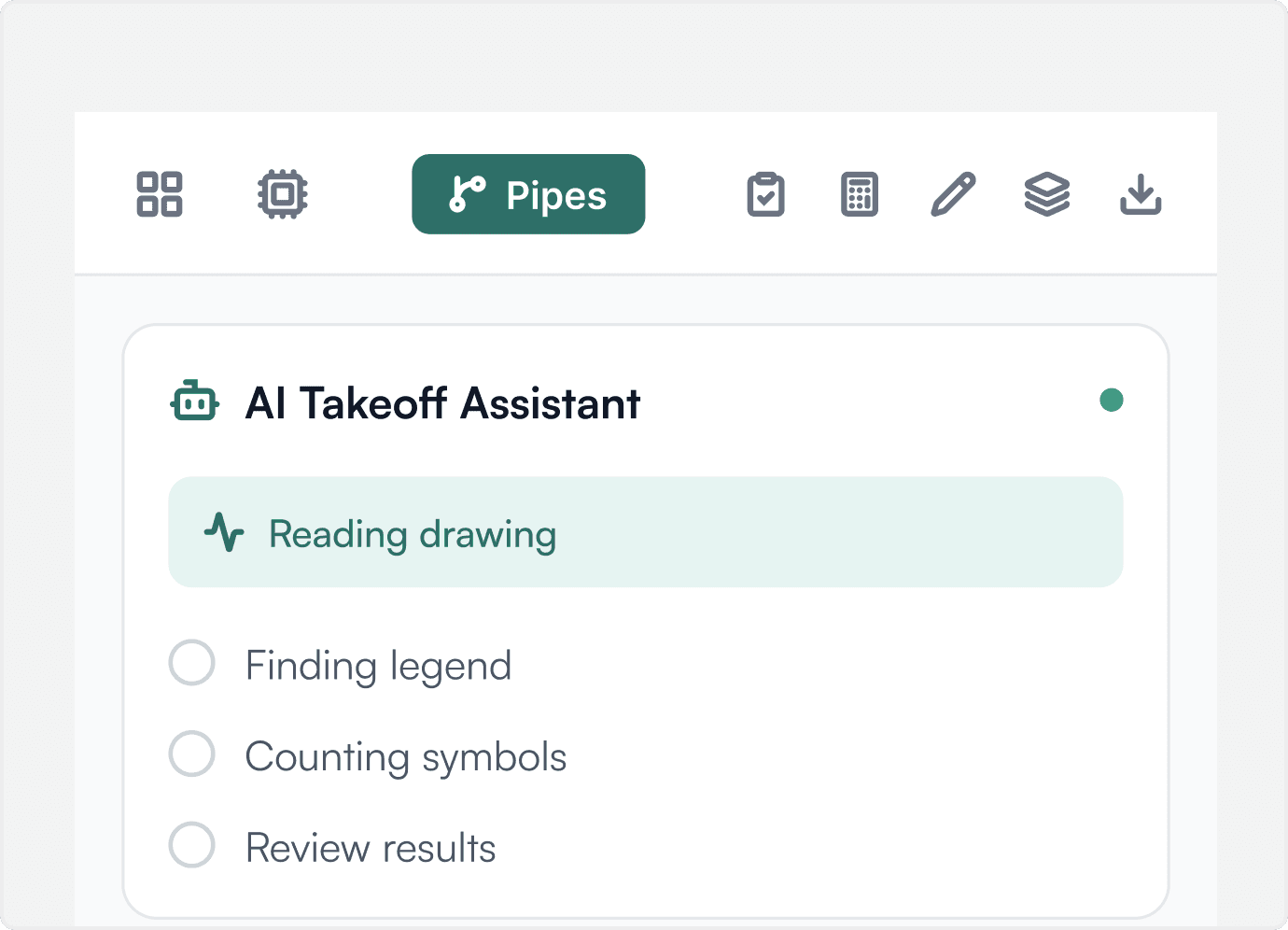 AI takeoff assistant reading a drawing set